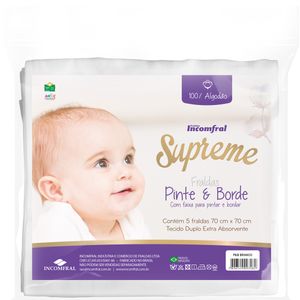 Fralda de Pano Supreme 05 Unidades Pinte e Borde Branca Incomfral