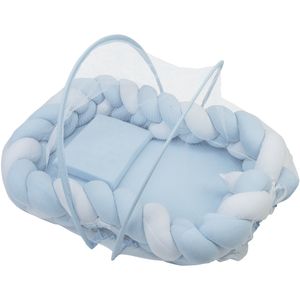 Ninho para Bebê com Mosquiteiro Azul com Branco Baby Joy Essence