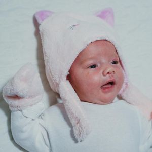 Kit Gorro e Luvas de Microfibra Gata Rosa Baby Joy