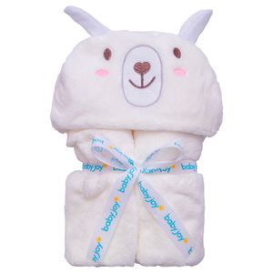 Manta Microfibra com Capuz Lhama Branca Baby Joy