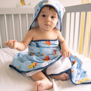 Toalha com Capuz e Forro de Fralda Tubarão Baby Joy