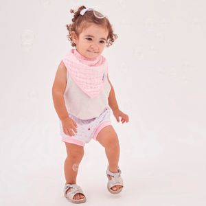Babador Bandana 02 Unidades Balões Rosa Baby Joy