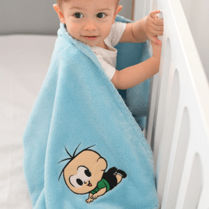 Manta Soft Microfibra Bordada Cebolinha Turma da Mônica Baby