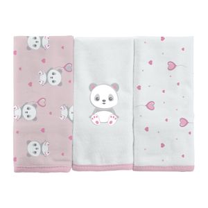 Toalha Boquinha de Malha Panda Rosa Bublim