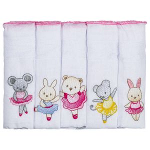 Fralda Luxo Bordada Feminina com 05 Unidades Incomfral