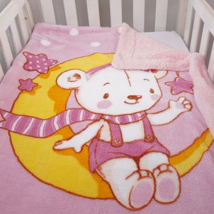 Cobertor Carneirinho Estampado Dupla Face Ursa Lua Baby Joy