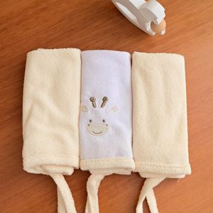 Toalha de Boca de Plush 03 Unidades Girafa Creme Bublim Petit
