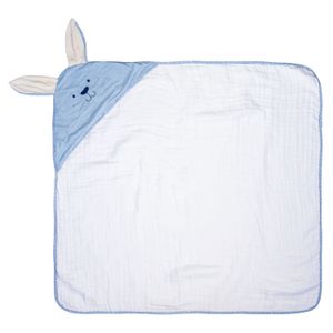 Toalha Fralda com Capuz Bordado Azul Bublim Petit