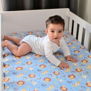 Lençol com Elástico para Berço Leão Azul Bublim Petit