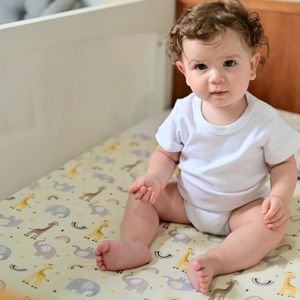 Lençol com Elástico para Berço Girafa Creme Bublim Petit
