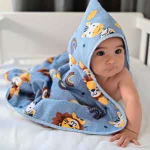 Toalha de Banho Forrada Leão Azul Bublim Petit