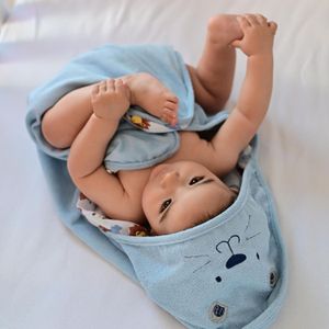 Toalha de Malha Forrada com Capuz Leão Azul Bublim Petit