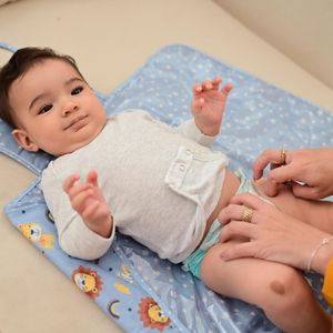 Trocador Portátil Forrado Leão Azul Bublim Petit