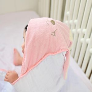 Toalha Fralda com Capuz Bordado Rosa Bublim Petit
