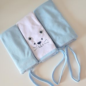 Toalha de Boca Malha 03 Unidades Urso Azul Bublim Petit