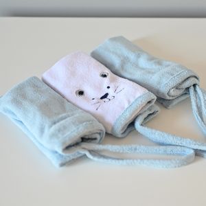 Toalha de Boca de Plush 03 Unidades Leão Azul Bublim Petit