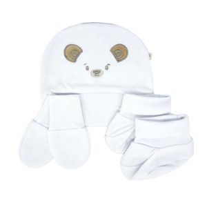 Kit Touca 3 Peças Urso Branco Baby Joy Wear
