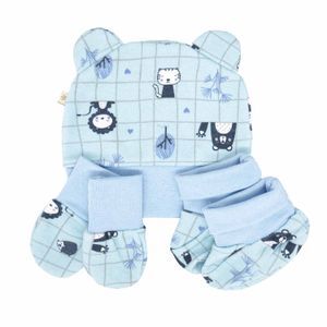 Kit Touca 3 Peças Bichos Azul Baby Joy Wear