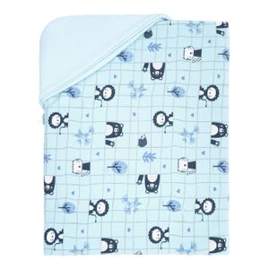 Jogo de Berço em Malha Bichos Azul Baby Joy Premium