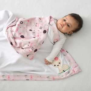 Manta Bordada Dupla Face Animais Rosa Baby Joy Premium
