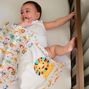 Manta Bordada Dupla Face Safari Vermelho Baby Joy Premium