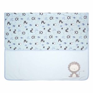 Manta Dupla Face em Malha Bichos Azul Baby Joy Premium
