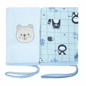 Pano de Boca 02 Unidades Bichos Azul Baby Joy Premium