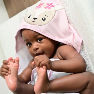 Toalha Fralda Bordada Cervo Rosa Baby Joy Premium