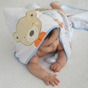 Toalhão de Fralda Bordado Urso Carrinho Baby Joy Soft