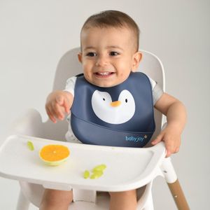 Babador de Silicone Pega Migalhas Pinguim Marinho Baby Joy