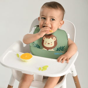 Babador de Silicone Pega Migalhas Leão Verde Seco Baby Joy