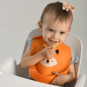 Babador de Silicone Pega Migalhas Raposa Laranja Baby Joy