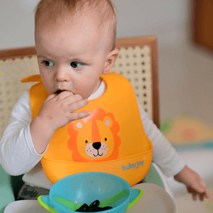 Babador de Silicone Pega Migalhas Leão Amarelo Baby Joy