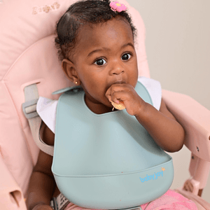 Babador de Silicone Pega Migalhas Azul Claro Baby Joy