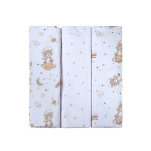 Cueiro Flanelado 3 Unidades 1 m x 80 cm Urso Espaço Bege Bublim
