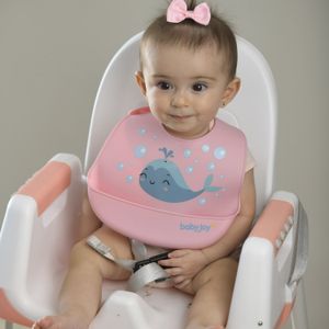 Babador de Silicone Pega Migalhas Baleia Rosa Baby Joy