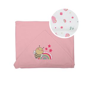 Toalha de Banho em Plush com Capuz de Centro Bublim