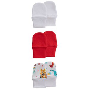Kit de Luvas 03 Pares Malha Baby Joy