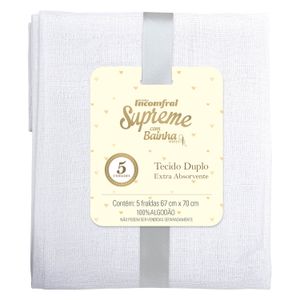FRALDA P/BEBE SUPREME INCOMFRAL LISA C/BAINHA 67CMX70CM PVC C/FITA PCT C/05UN //BRANCO