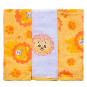Toalha de Boca Estampada com Bordado 3 Unidades Baby Joy