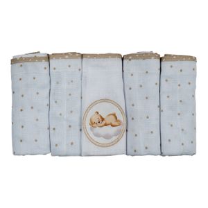 Kit 5 Fraldas de Pano Luxo 68 cm x 70 cm Urso Bublim Sonhos