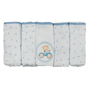 Kit 5 Fraldas de Pano Luxo 68 cm x 70 cm Urso Bublim Sonhos