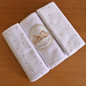 Kit 3 Cueiros Flanelados 50 cm x 80 cm Bublim Sonhos